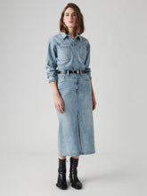 Load image into Gallery viewer, Women's Solid Blue Spread Collar Denim Dress