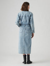 Load image into Gallery viewer, Women's Solid Blue Spread Collar Denim Dress
