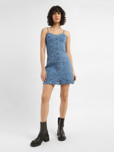 Load image into Gallery viewer, Women's Sweetheart Neck Denim Mini Dress