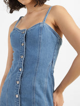 Load image into Gallery viewer, Women's Sweetheart Neck Denim Mini Dress