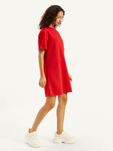 Load image into Gallery viewer, Women's Solid Red Crew Neck Dress