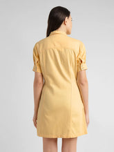 Load image into Gallery viewer, Women's Solid Yellow Spread Collar Dress