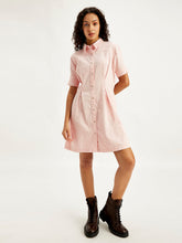 Load image into Gallery viewer, Women's Solid Light Pink Spread Collar Shirt Dress