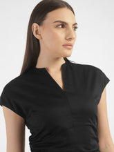 Load image into Gallery viewer, Women's Solid Black V Neck Dress