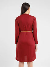 Load image into Gallery viewer, Women's Solid Red Band Neck Dress