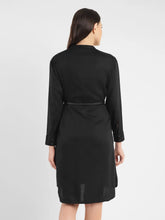 Load image into Gallery viewer, Women's Solid Black Band Neck Dress