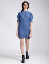 Load image into Gallery viewer, Women's Solid Blue Collar Neck Dress