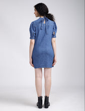Load image into Gallery viewer, Women's Solid Blue Collar Neck Dress
