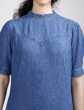Load image into Gallery viewer, Women's Solid Blue Collar Neck Dress