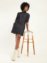 Load image into Gallery viewer, Women's Solid Blue High Neck Dress