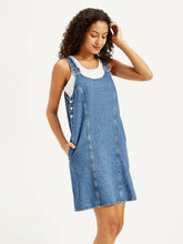 Load image into Gallery viewer, Women's Solid Blue Scoop Neck Denim Dress