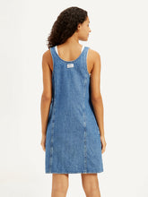 Load image into Gallery viewer, Women's Solid Blue Scoop Neck Denim Dress