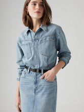 Load image into Gallery viewer, Women&#39;s Solid Blue Spread Collar Denim Dress
