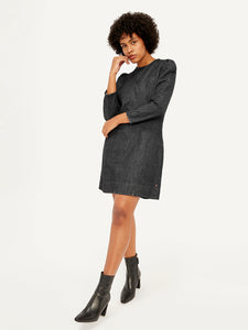 Women's Solid Black Round Neck Dress