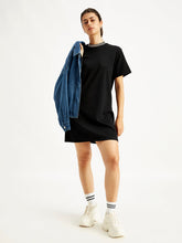 Load image into Gallery viewer, Women&#39;s Solid Black Crew Neck Dress
