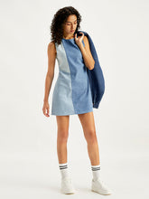 Load image into Gallery viewer, Women&#39;s Colorblock Blue Round Neck Mini Dress
