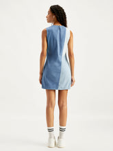 Load image into Gallery viewer, Women&#39;s Colorblock Blue Round Neck Mini Dress

