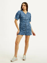 Load image into Gallery viewer, Women&#39;s Floral Blue V Neck Dress
