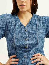 Load image into Gallery viewer, Women&#39;s Floral Blue V Neck Dress
