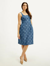 Load image into Gallery viewer, Women&#39;s Floral Blue Square Neck Dress
