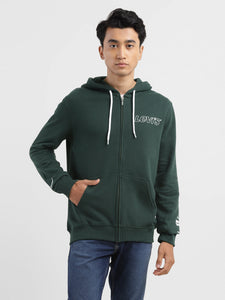 Men's Brand Logo Dark Green Hooded Sweatshirt