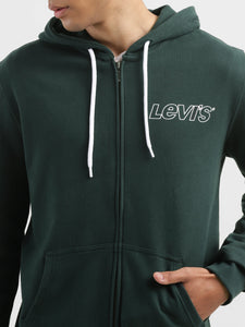 Men's Brand Logo Dark Green Hooded Sweatshirt
