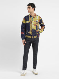 Men's Colorblock Collar Neck Denim Jacket