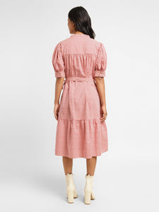 Women's Printed Cream Round Neck Dress
