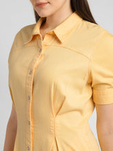 Load image into Gallery viewer, Women&#39;s Solid Yellow Spread Collar Dress
