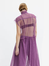 Load image into Gallery viewer, Women&#39;s High Neck Net A-Line Sheer Midi Dress
