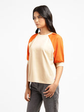Load image into Gallery viewer, Levi&#39;s x Deepika Padukone Colorblock Cream Crew Neck Tops

