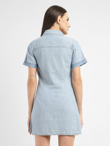Women's Solid Spread Collar Dress