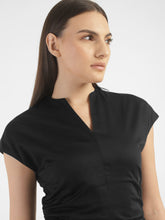 Load image into Gallery viewer, Women&#39;s Solid Black V Neck Dress
