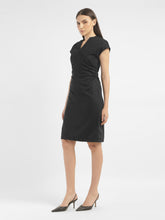 Load image into Gallery viewer, Women&#39;s Solid Black V Neck Dress
