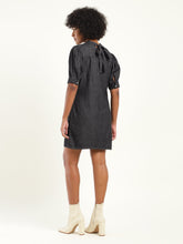 Load image into Gallery viewer, Women&#39;s Solid Blue High Neck Dress
