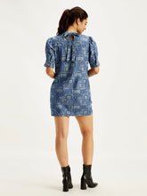 Load image into Gallery viewer, Women&#39;s Paisley Blue Band Neck Mini Dress
