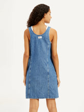 Load image into Gallery viewer, Women&#39;s Solid Blue Scoop Neck Denim Dress
