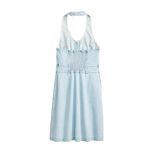 Load image into Gallery viewer, Women&#39;s Solid Light Blue Crew Neck Dress
