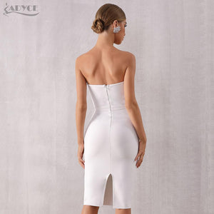 ADYCE Sexy Sleeveless V Neck Elegant Celebrity Evening Party Runway Dress - Y4333